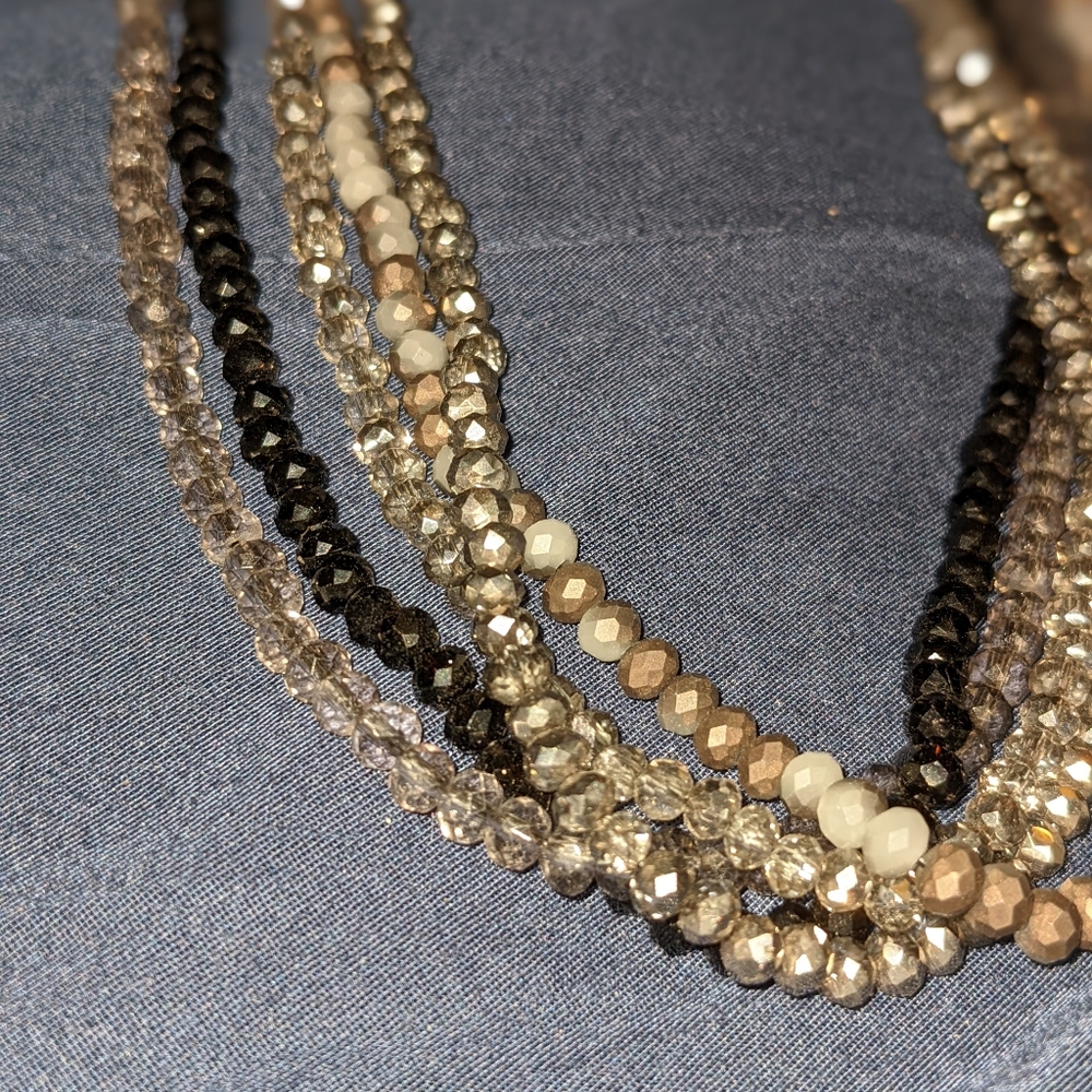 Last chance! No Brand 19 Inch Multi strand Black and Silver Beaded Necklace